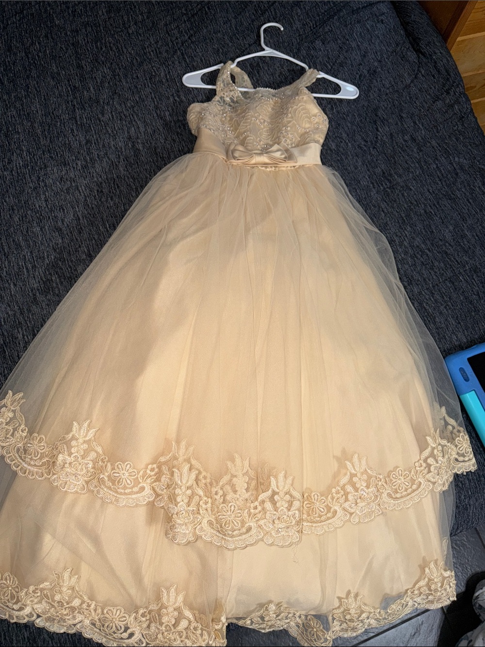 Girls' Champagne Lace Tulle Flower Girl Dress
